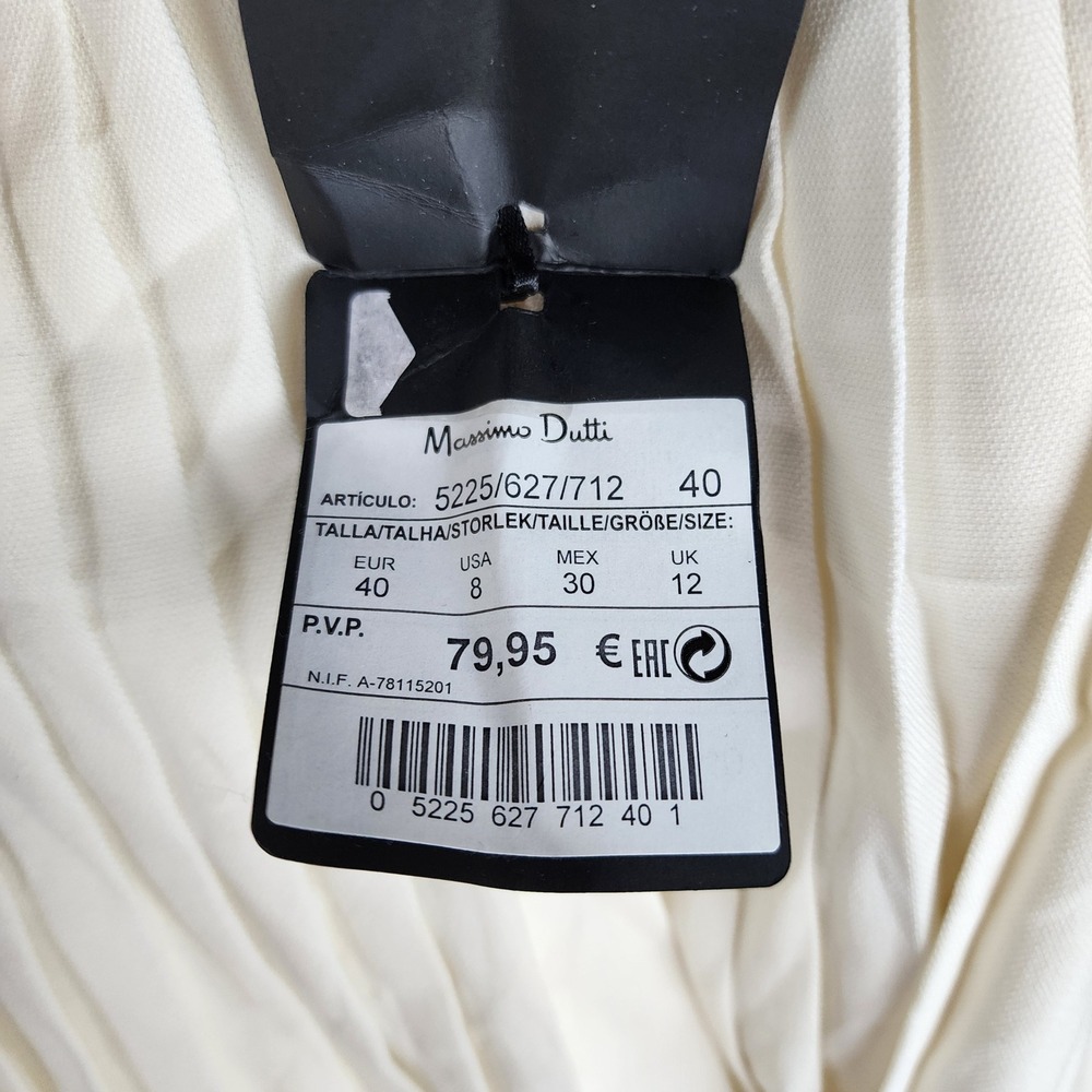 Massimo Dutti Pleated Skirt Women Size 8 Cream Accordion Midi NWT Marks - Picture 8 of 13